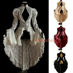 Gothic Long Renaissance Breathable Steampunk Corset Dress Lace Dress Plus Size - Picture 1 of 20