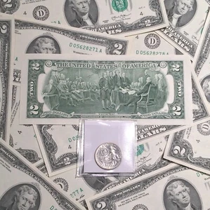 (1776-1976) Bicentennial Quarter & $2 Note Set - Picture 1 of 1