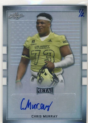 CHRIS MURRAY 2018 Leaf Metal US Army All American Silver Flag /2 AUTO OKLAHOMA - Image 1 of 2