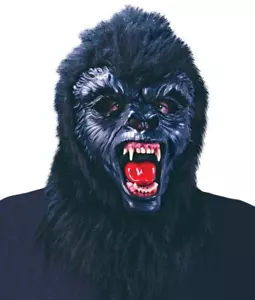 Fun World Angry Silverback Gorilla Ape Character Black Halloween Mask, For Ad... - Picture 1 of 1