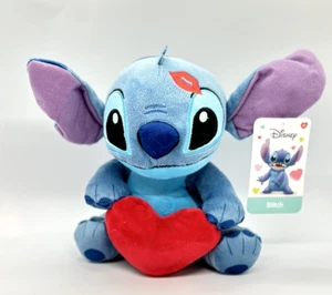 Disney's Lilo & Stitch Valentinstag Stich mit Herz Kuschelig Plüsch 8 Zoll Neu mit Etikett - Bild 1 von 7