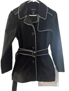 👠🧥🖤🐩Style & Company PM Petite Mediana Negra Blanca Pipa Abrigo de Lluvia Chaqueta - Imagen 1 de 7