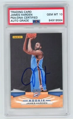 Tarjeta de novato de baloncesto Panini 2009 firmada por James Harden #353 PSA AUTO 10 Foto 1 de 2
