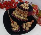 Indian Bridal Red Pearls Necklace With Ad Stone Party Wear Bridal Wedding Gift 