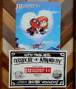 Ultimate Spider-Man #1 casi nuevo/nuevo (Marvel 2024) firmado Skottie Young con certificado de autenticidad ¡caída limitada! - Imagen 1 de 5