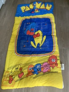 Vintage Pac-Man Sleeping Bag 80s Kids Sized Midway  Pacman - Picture 1 of 8