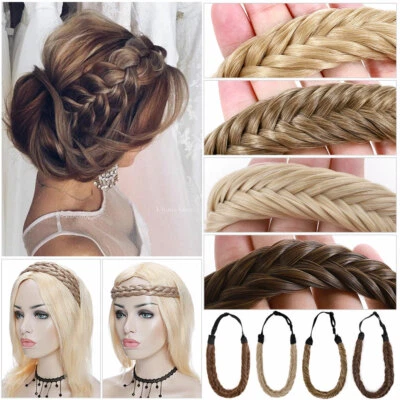 Diadema trenzada gruesa gruesa cabello real como humano extensiones de banda trenzada francesa EE. UU. Foto 1 de 4
