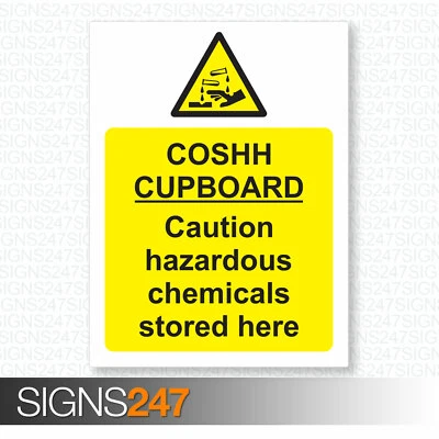 SIGNS247 COSHH CUPBOARD SIGN - COSHH SIGN - Self Adhesive Vinyl - 150mm x 200mm