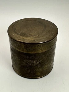 Antique Brass Chinese Tea Canister Caddy Engraved Dragon - Picture 1 of 8