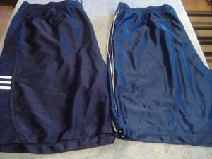 VINTAGE LOT OF 2 PAIR OF BLUE POLYESTER LONG BASKETBALL SHORTS ( SIZE - XL) - Picture 1 of 8