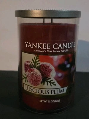 Yankee Candle Luscious Plum 2 mechas vaso grande retirado raro difícil de encontrar nuevo Foto 1 de 4