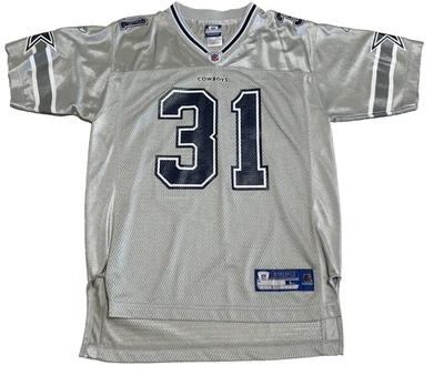 Dallas Cowboys Football Jersey Roy Williams 2000s Reebok Silver Youth Large Sewn - Image 1 of 4