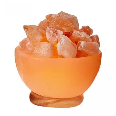  Abajur tigela de massagem com pedaços de cristal de sal natural, cabo dimmer com clássico  - Imagem 1 de 4