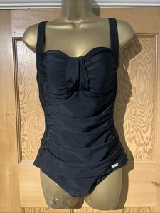 Lascana Swimsuit Black Size 16 A B Ruched Slimming One Piece - Picture 1 of 10
