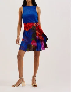 Ted Baker Mujer SANDIYY Estampado Plisado Mini Vestido con Corpiño Tejido Nuevo con Etiquetas Talla 1 - Imagen 1 de 8