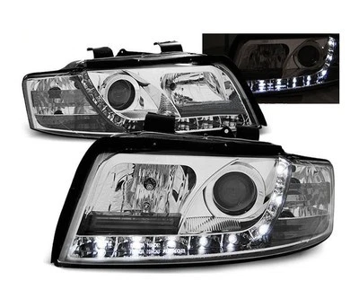 faros para AUDI A4 2000 2001 2002 2003 2004 luz diurna cromo LHD Foto 1 de 1