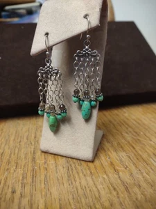 Pendientes araña turquesa verde real 925 Barse vintage de plata de ley - Imagen 1 de 4