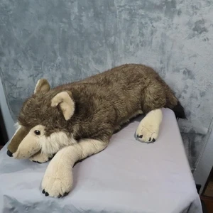 Wild Republic Jumbo Wolf Plush Stuffed Animal 39" Large Realistic Soft Pup Toy - Picture 1 of 10