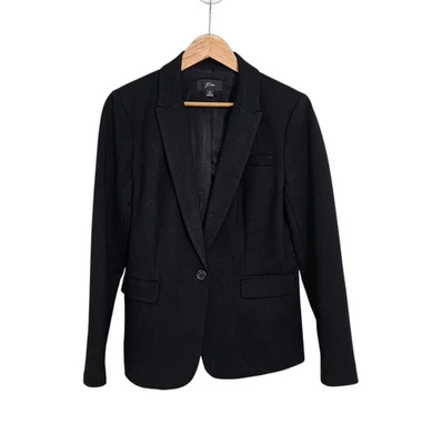 J. Crew 黑色粘纤混纺单纽扣内衬西装外套 16 码 — 第 1/4 张图片