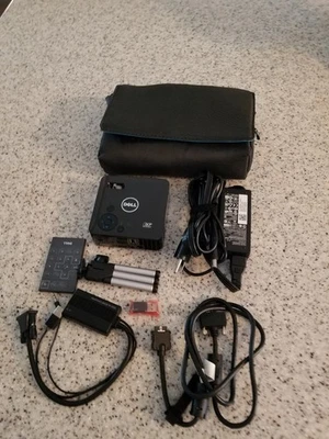 Dell M115HD Portable DLP Projector & Case Cables Remote Tripod Tested Working - Image 1 of 4