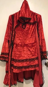 Rotes Samtkleid mit Kapuze und Glockenärmeln Hexe Geist Halloween Tween XXL 14-16 - Bild 1 von 4