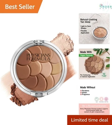Bronceador multicolor iluminador contorno en polvo tono de piel claro cosmético Foto 1 de 4