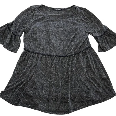 Top eShakti para mujer talla 6 gris manga con volantes ajuste acampanado tejido informal túnica boho Foto 1 de 4