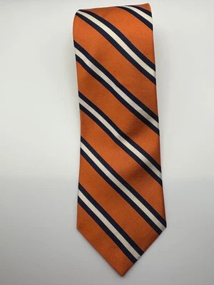 CORBATA LANDS' END 100% SEDA REPP/57" Naranja/Blanco Rayas Foto 1 de 4