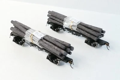 Rivarossi HR6171 HO Skeleton Log Car Coos Bay 161/169 w/ Loads & Chains 2 Pack - Image 1 of 4