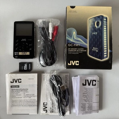 JVC GC-FM1 Black 1080p HD Memory Video Camcorder Camera with 4GB SD Memory Card - Image 1 of 4