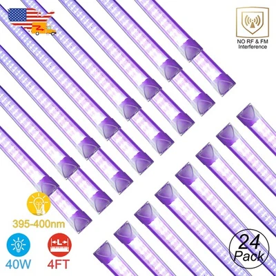 24件装紫外线灯具48英寸LED黑色灯条40W用于派对室装饰 — 第 1/4 张图片