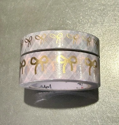NUEVO Washi Tape Simply Dorado Azul y Rosa a Cuadros con Arcos Dorados 10 15 mm Foto 1 de 2