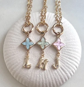 Gold Initial Necklace Monogram Necklace Letter Necklace Gold Charm Necklace Gift - Picture 1 of 4
