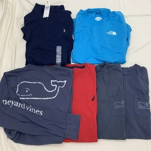 Vineyard Vines Ralph Lauren North Face Boys Sz 18 20 LOT Cotton Shirts EUC & NWT - Picture 1 of 6