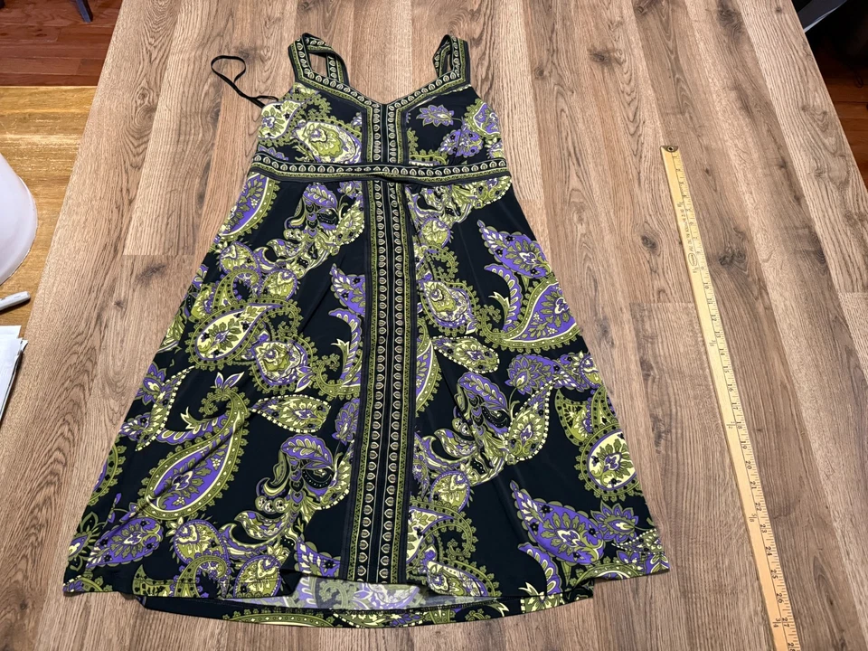 APT. Vestido 9, para mujer talla mediana, negro verde púrpura, cachemira, floral, funda Foto 1 de 4