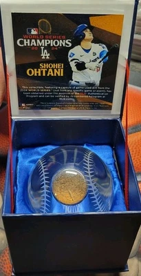 Shohei Ohtani 2024 World Series Crystal Baseball Game-Used Dirt Dodgers Fanatics - Image 1 of 3