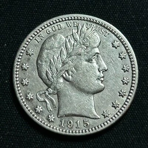 1915 Silver Barber Quarter Philadelphia Mint Choice Extremely Fine Condition - Picture 1 of 2