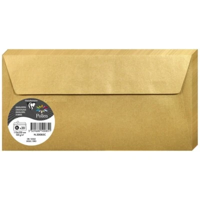 CLAIREFONTAINE POLLEN Briefumschlag DL 50085C gold glänzend 120g 20 Stück