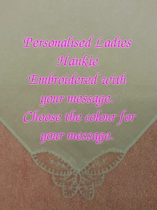 PERSONALISIERTES BESTICKTES DAMEN-TASCHENTUCH MIT BELIEBIGER NACHRICHT DAMEN - Bild 1 von 1