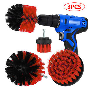 3Pcs Car Wheel Tire Rim Scrub Cleaning Brush Drill Kit Wash washing Tool Cleaner