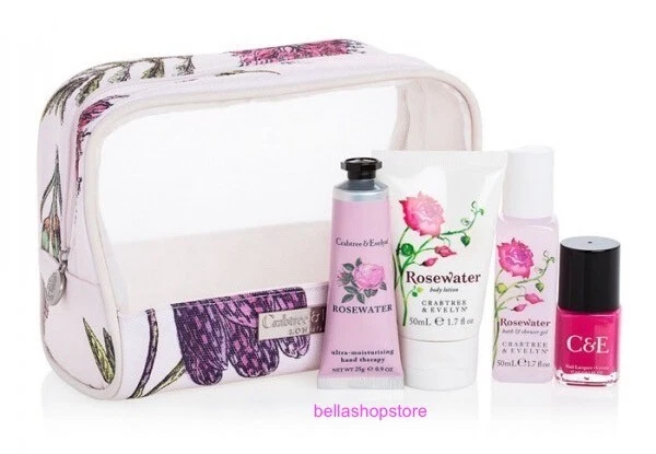 RARE Crabtree and Evelyn Rosewater Gift Set 5 Piece Lotion Hand Cream Shower Gel - Image 1 of 1