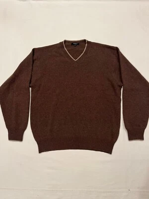 Suéter Burberry London 100 % lana marrón cuello en V manga larga para hombre talla mediana Foto 1 de 4