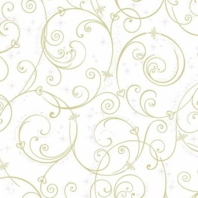 DI0905 York Disney Princess Perfect Scroll Unpasted Gold Wallpaper - Image 1 of 4