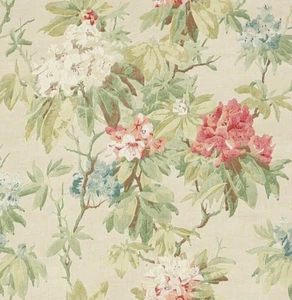 COLEFAX AND FOWLER CURTAIN FABRIC Mereworth 7.6 METRES 100% LINEN TOMATO/OLIVE - Picture 1 of 7