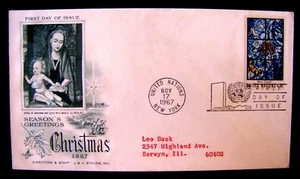 UNITED NATIONS FIRST DAY OF ISSUE CHRISTMAS 1967, USED (4048) - Picture 1 of 4
