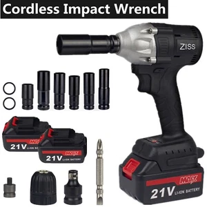 1/2'' Cordless Electric Impact Wrench Gun w/ Battery High Power Driver Tool Set - Picture 1 of 30
