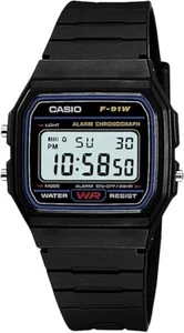 CASIO STANDARD DIGITAL WATCH WITH LED-LIGHT F-91W-1JF - Picture 1 of 5