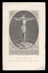 santino incisione 1800 PREZIOSO SANGUE DI GESU'-MEMENTO MORI - Foto 1 di 1