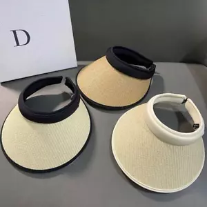 Ladies Women Summer Sun Visor Beach Hat Long Brim Straw Tennis Caps New H7 - Picture 1 of 20