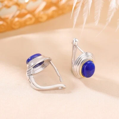 Orecchini Piramide Blu Lapislazzuli 925 Argento Sterling - Immagine 1 di 4